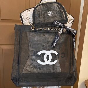 CHANEL Mesh Tote/Shoulder Bag and Cosmetic/Makeup Bag NIP